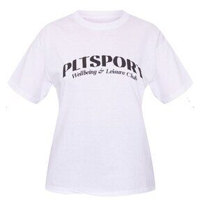PRETTYLITTLETHING WHITE PLT SPORT OVERSIZED T-SHIRT L NEW